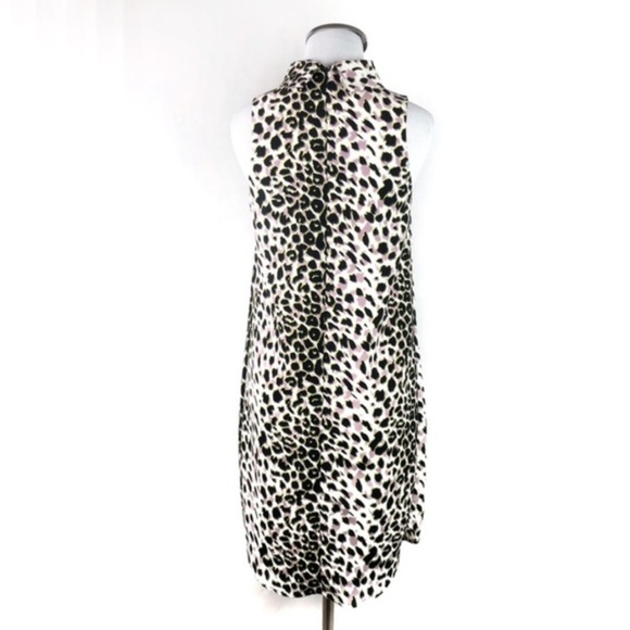 Topshop Pastel Purple + Yellow Leopard Print Sleeveless Mock Neck Size 4 Dress - Picture 3 of 8